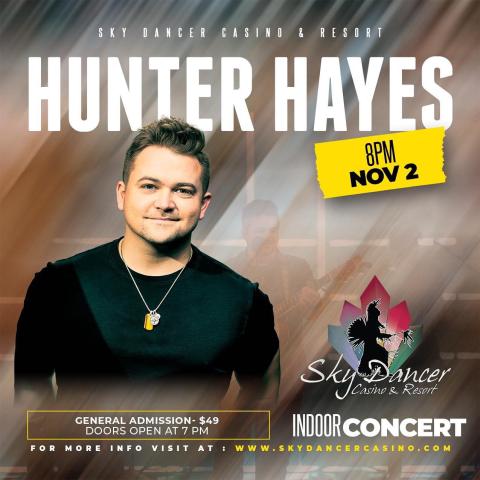 Hunter Hayes at Sky Dancer Casino