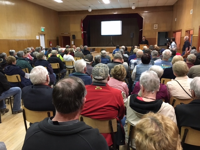 Attendees at Gilbert Plains Community Hall information session