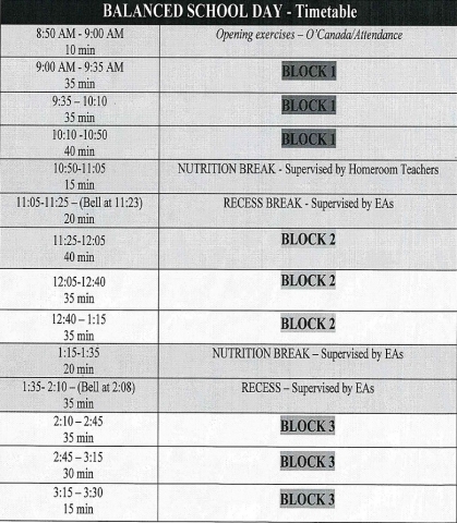 Henderson School Schedule