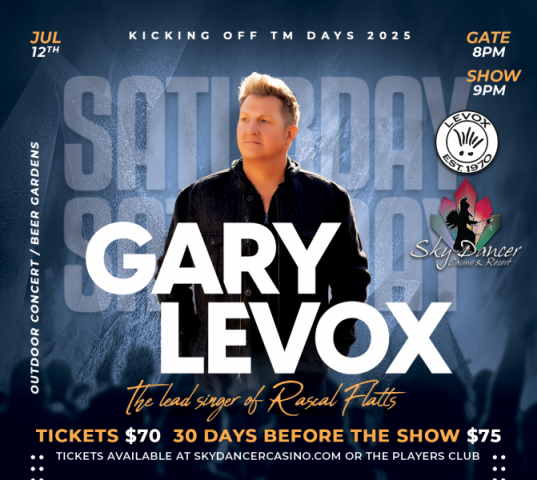 Lead Singer of Rascal Flatts Gary Levox in Concert at Sky Dancer Casino