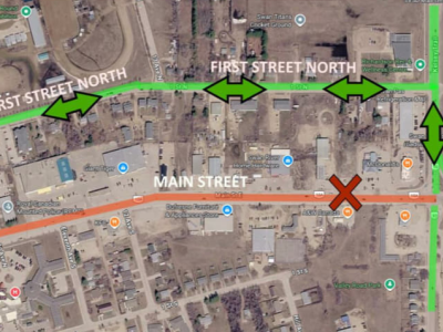 Main St Construction in Swan River